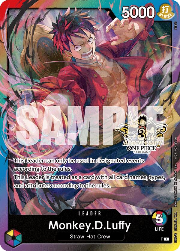 Monkey.D.Luffy (3rd Anniversary Tournament 3 Brothers Pack) (Leader) (Carrying On His Will: 3rd Anniversary Tournament Cards)