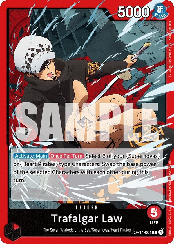 Image for Trafalgar Law - OP14-001 (OP14-001) (The Azure Sea's Seven) - One Piece Card Game