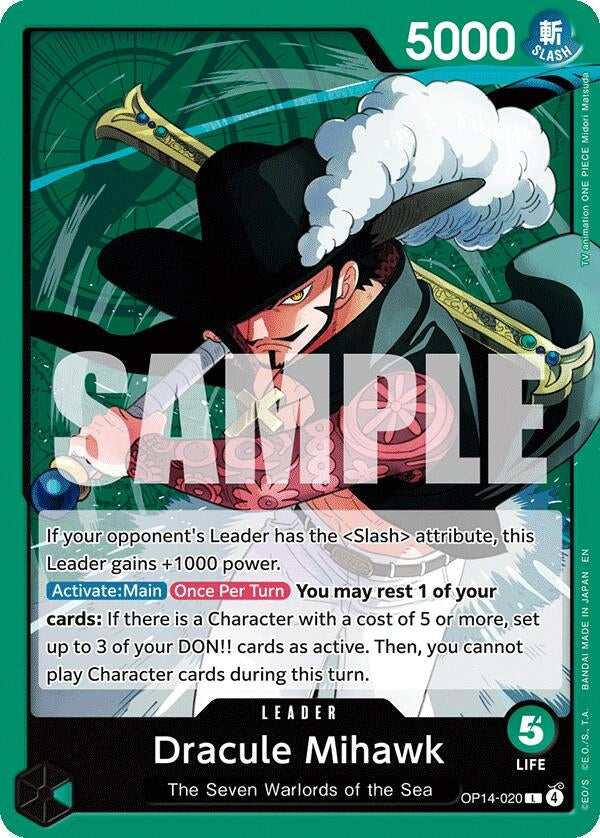 Image for Dracule Mihawk - OP14-020 (OP14-020) (The Azure Sea's Seven) - One Piece Card Game