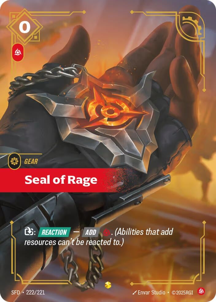 Image for Seal of Rage (Overnumbered) (222/221) (Spiritforged) - Riftbound: League of Legends Trading Card Game