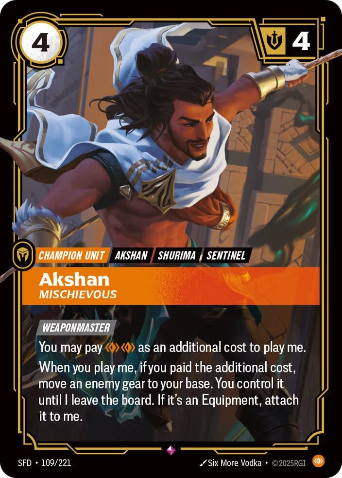 Image for Akshan - Mischievous (109/221) (Spiritforged) - Riftbound: League of Legends Trading Card Game