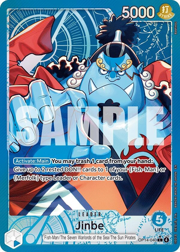 Image for Jinbe - OP14-040 (Alternate Art) (OP14-040) (The Azure Sea's Seven) - One Piece Card Game