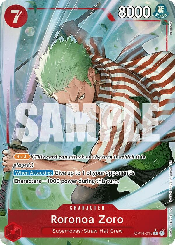 Image for Roronoa Zoro - OP14-015 (Alternate Art) (OP14-015) (The Azure Sea's Seven) - One Piece Card Game