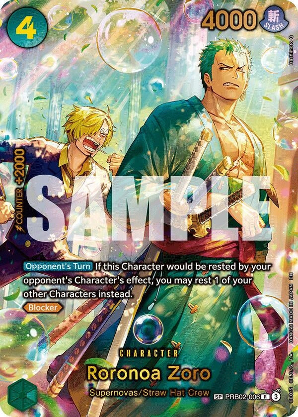 Image for Roronoa Zoro - PRB02-006 (SP) (PRB02-006) (The Azure Sea's Seven) - One Piece Card Game