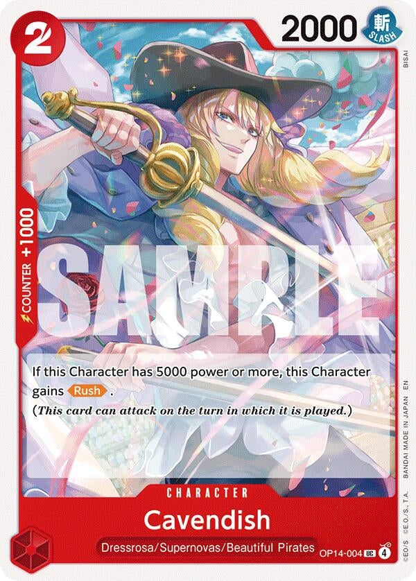 Image for Cavendish (OP14-004) (The Azure Sea's Seven) - One Piece Card Game