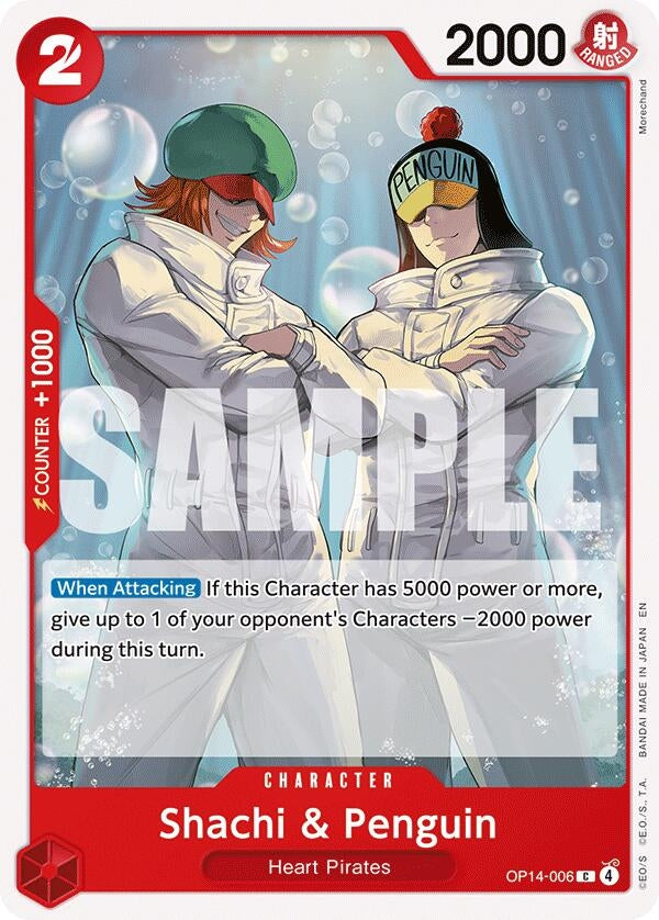 Image for Shachi & Penguin (OP14-006) (The Azure Sea's Seven) - One Piece Card Game
