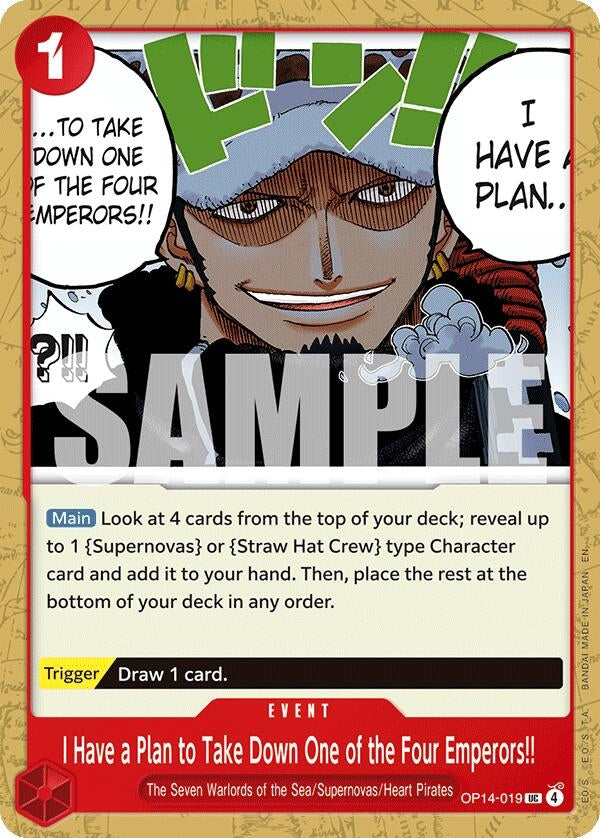Image for I Have a Plan to Take Down One of the Four Emperors!! (OP14-019) (The Azure Sea's Seven) - One Piece Card Game