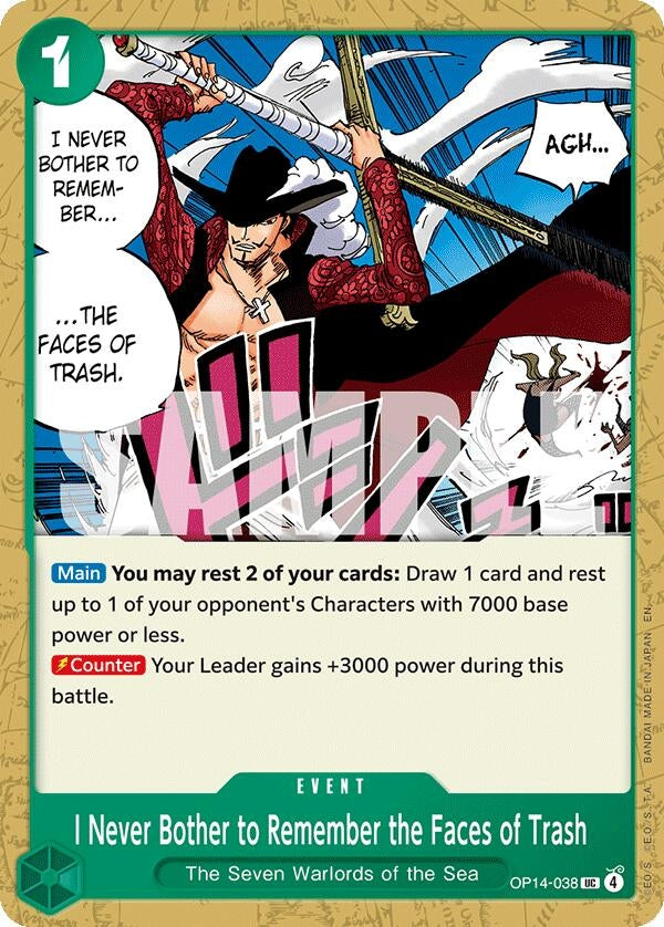 Image for I Never Bother to Remember the Faces of Trash (OP14-038) (The Azure Sea's Seven) - One Piece Card Game