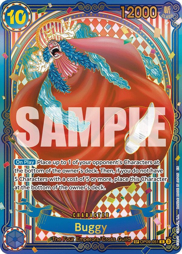 Image for Buggy - OP09-051 (SP) (Gold) (OP09-051) (The Azure Sea's Seven) - One Piece Card Game